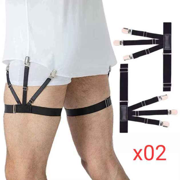 Bretelles de maintien de chemise (fixation au jambes)